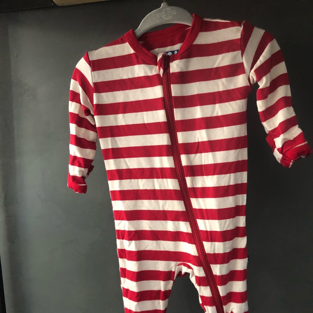 Print Footie KicKee Pants Red and White Stripe